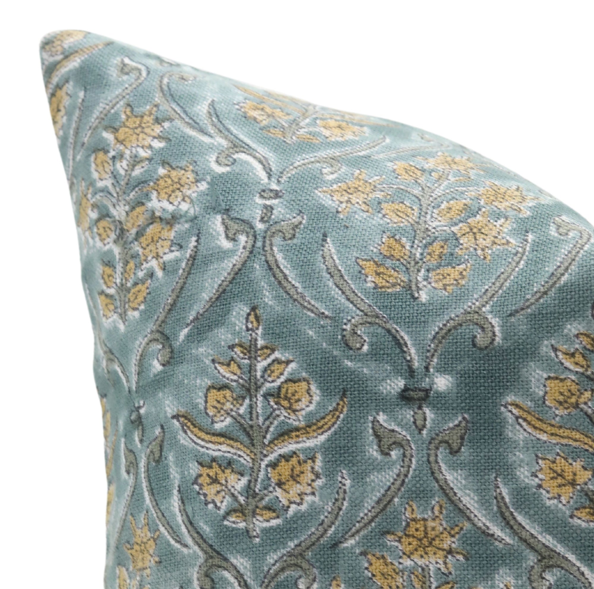 Block print Off White Linen throw pillow cover- VISHAAL PUSHAP - Fabdivine