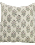 Premium Linen Blend Indoor Pillow Cover - Hand Block Printed Brown and Gray Floral with Invisible Zipper