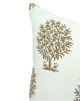 Hand Block Print Thick Cotton White Designer Pillow Cover - Anar