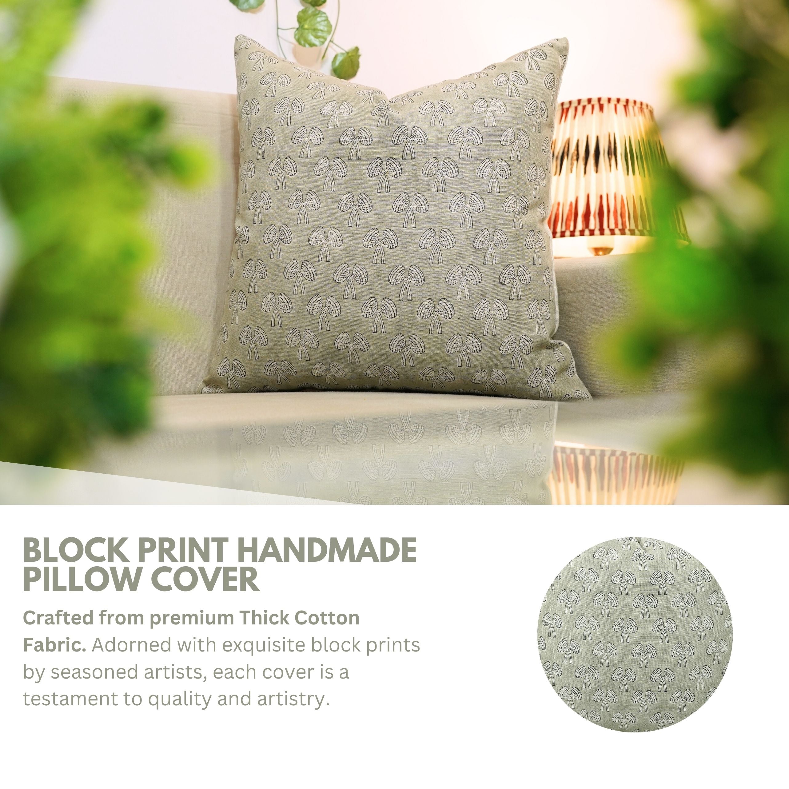 Square/Lumber block print pillow cover- Pure Linen- MUSHAK - Fabdivine