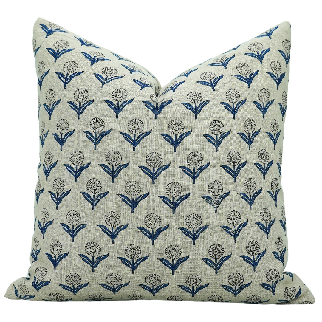 Block Print Linen Pillow Cover- GANDA PUSHP - FABDIVINE LLC