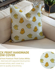 Handmade Thick Cotton Floral White Cushion Cover – Ghost Yellow Hand Block Printed By Fabdivine.