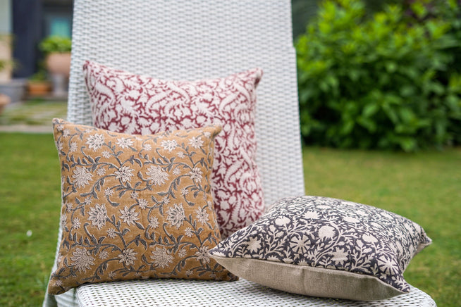 indian block print cushion cover