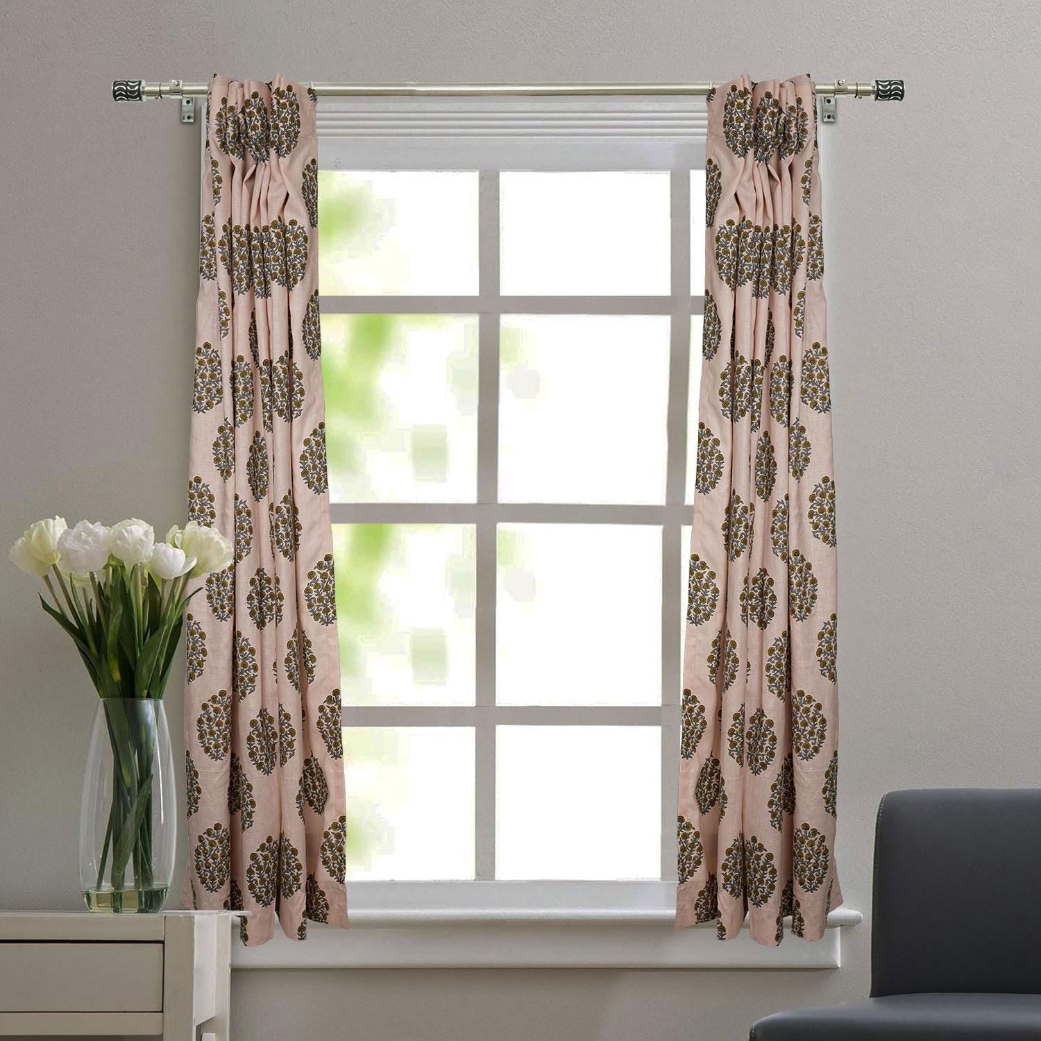 WINDOW BLOCK PRINTED COLORED RING VISCOSE LINEN DRAPERY/CURTAIN COVERING - GUDHAL