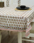 HANDCRAFTED PRINTED DECORATIVE SQUARE BOHO FLORAL COTTON TABLE COVER - ARJUN