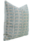 Hand Block Print Thick Linen Designer Pillow Cover - Blue Garud