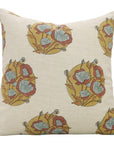 Hand Block Floral Printed Sofa Pillow Cover in Red and Gray - Linen Blend