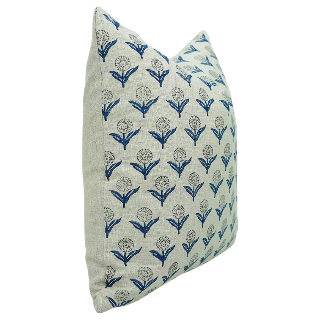 Block Print Pure Linen  Pillow Cover- Gandapushp