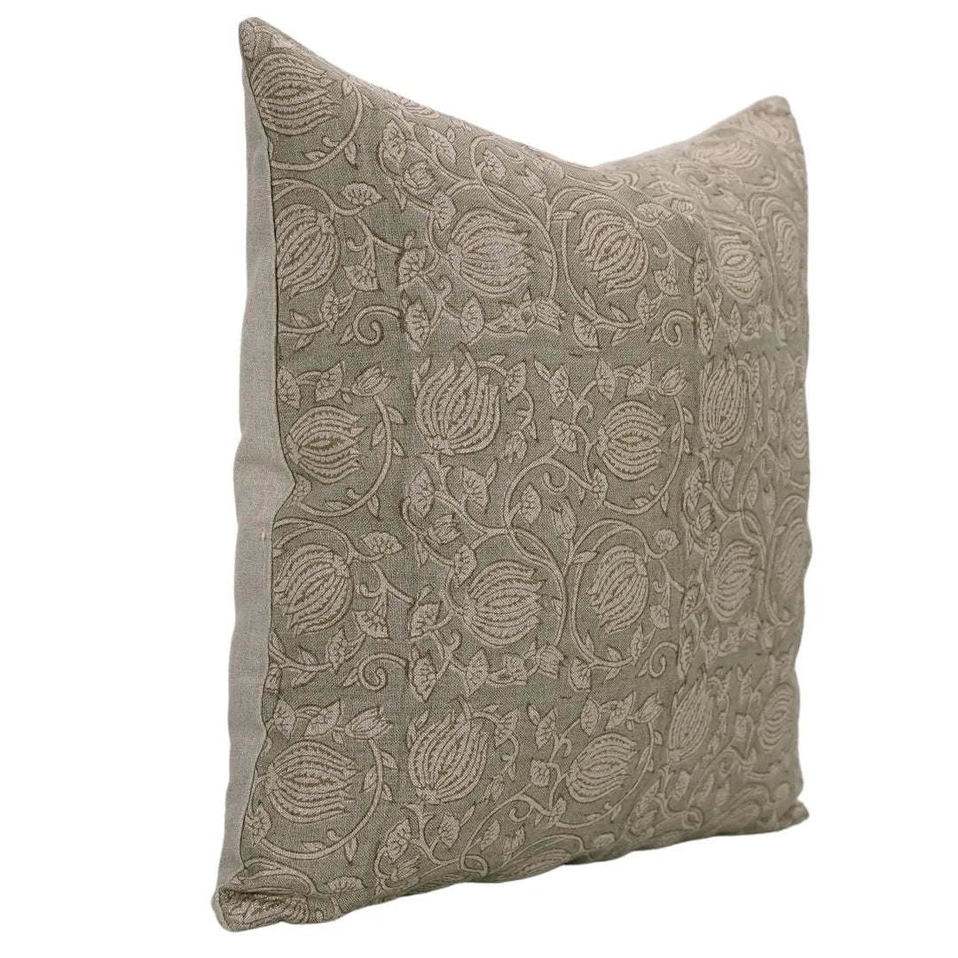 Lumber block print pillow cover- Pure Linen- 6 KAMAL - Fabdivine