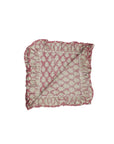 Floral Handblock Printed Frill Adorned Linen Table Napkins PinkCity Fabric in Pink Color