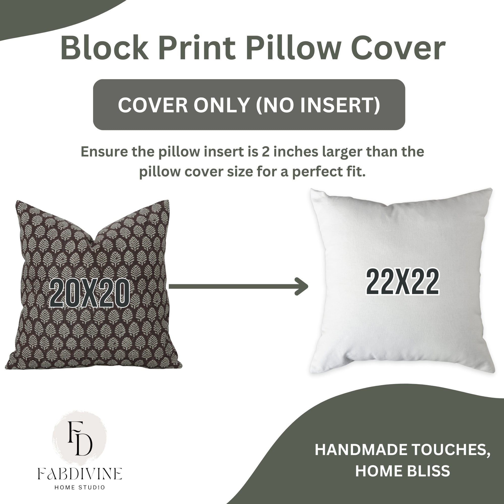 Square/Lumber Block Printed Pillow Cover - Thick Linen - Sangmarmar Jaal