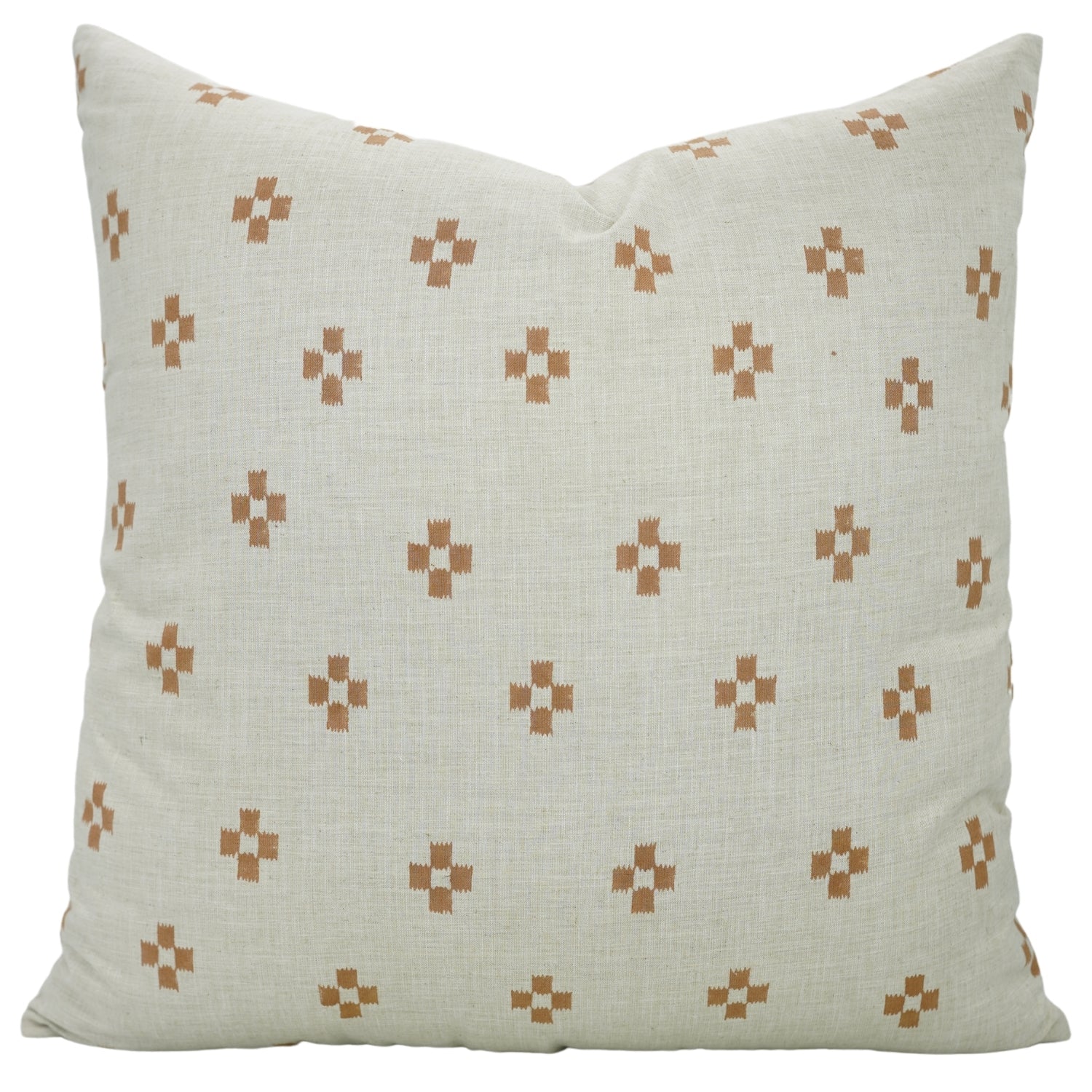 Farmhouse Floral Print Outdoor Pillow Cover in Barfi Orange - Linen Blend