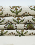 Traditional Block Printed Waffle Hand Towels in Green Gurukul Design By Fabdivine