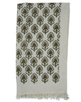 Traditional Block Printed Waffle Hand Towels in Green Gurukul Design By Fabdivine