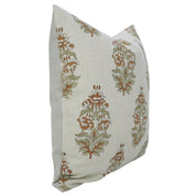 Handblock Printed Throw Cushion Case – Pure Linen Hibiscus Brown Floral Design By Fabdivine