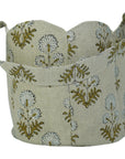 HANDMADE LINEN BASKETS BLOCK PRINTED FLORAL ORGANIZER BEAUTY & HOME - RISHI PRINT