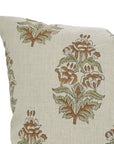 Handblock Printed Throw Cushion Case – Pure Linen Hibiscus Brown Floral Design By Fabdivine