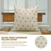 Farmhouse Floral Print Outdoor Pillow Cover in Barfi Orange - Linen Blend