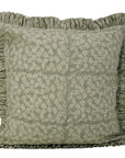 Block Print Pure Linen Frill Pillow Cover-Ola Vrishti