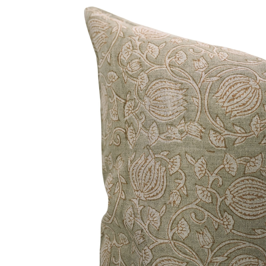 Lumber block print pillow cover- Pure Linen- 6 KAMAL - Fabdivine