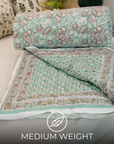 Cotton Quilts & Blankets with Medium Weight and Block Printed Soft Texture