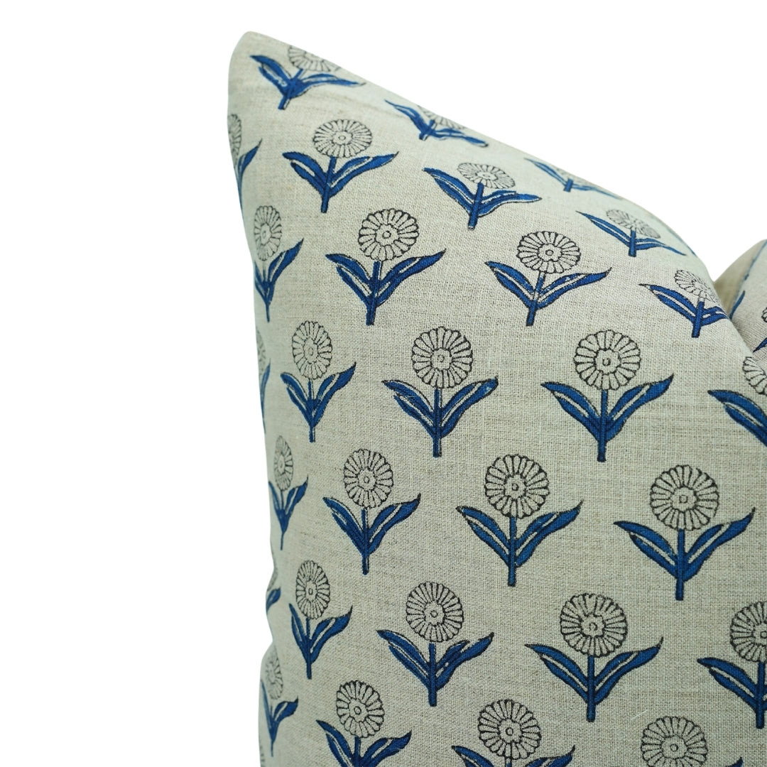 Pure Linen block print designer boho pillow/cushion cover- GANDA PUSHP - Fabdivine