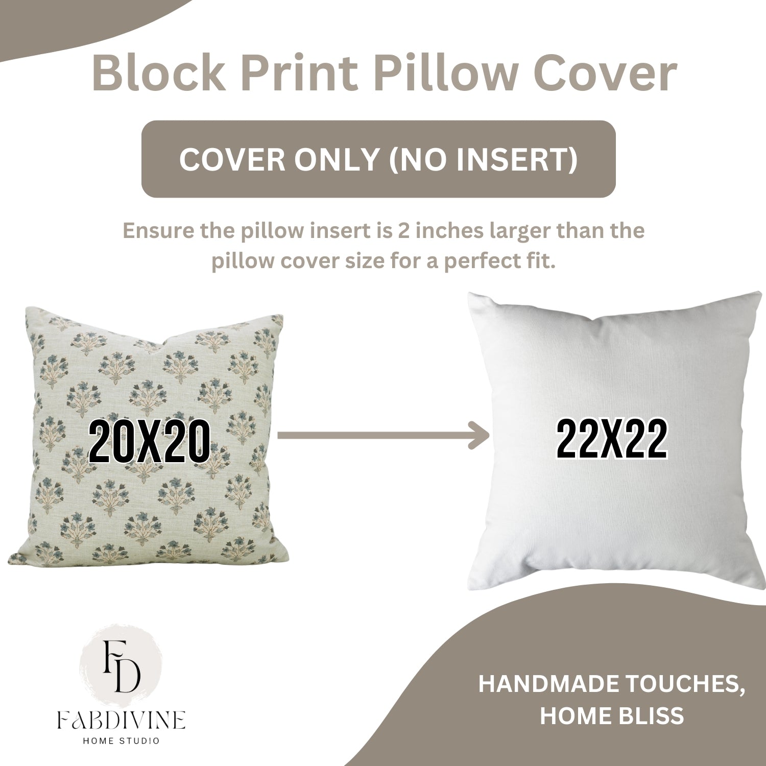 Block Print Linen Blend Pillow Cover-Daffodil