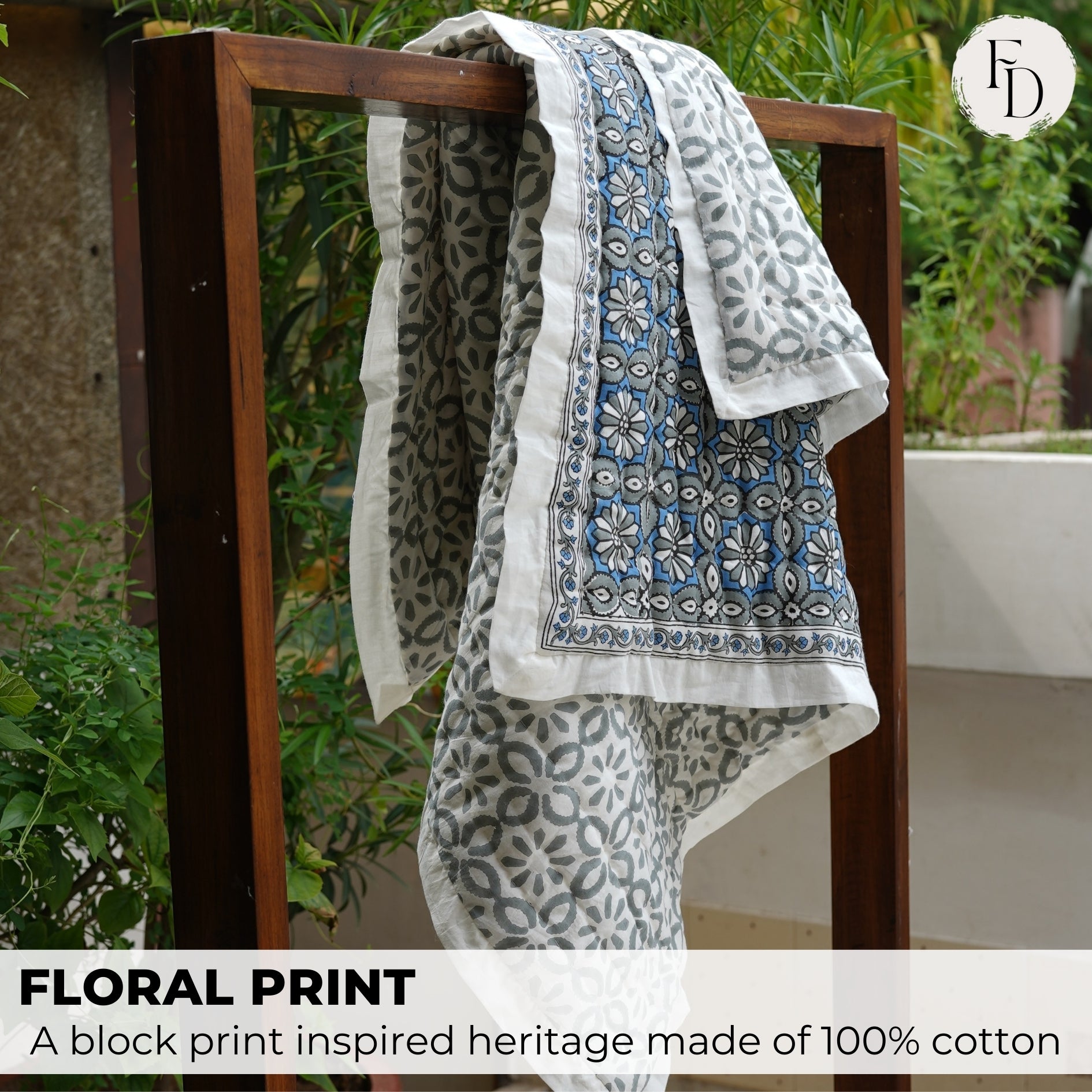 Handmade Block Print Cotton Quilt – Warm and Elegant