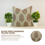 Block print Pillow cover for sofa, couch or bed- Pure Linen- VIRAT - Fabdivine