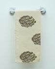 Soft Cotton Waffle Towels Gudhal Handblock Floral Elegant in Green By Fabdivine