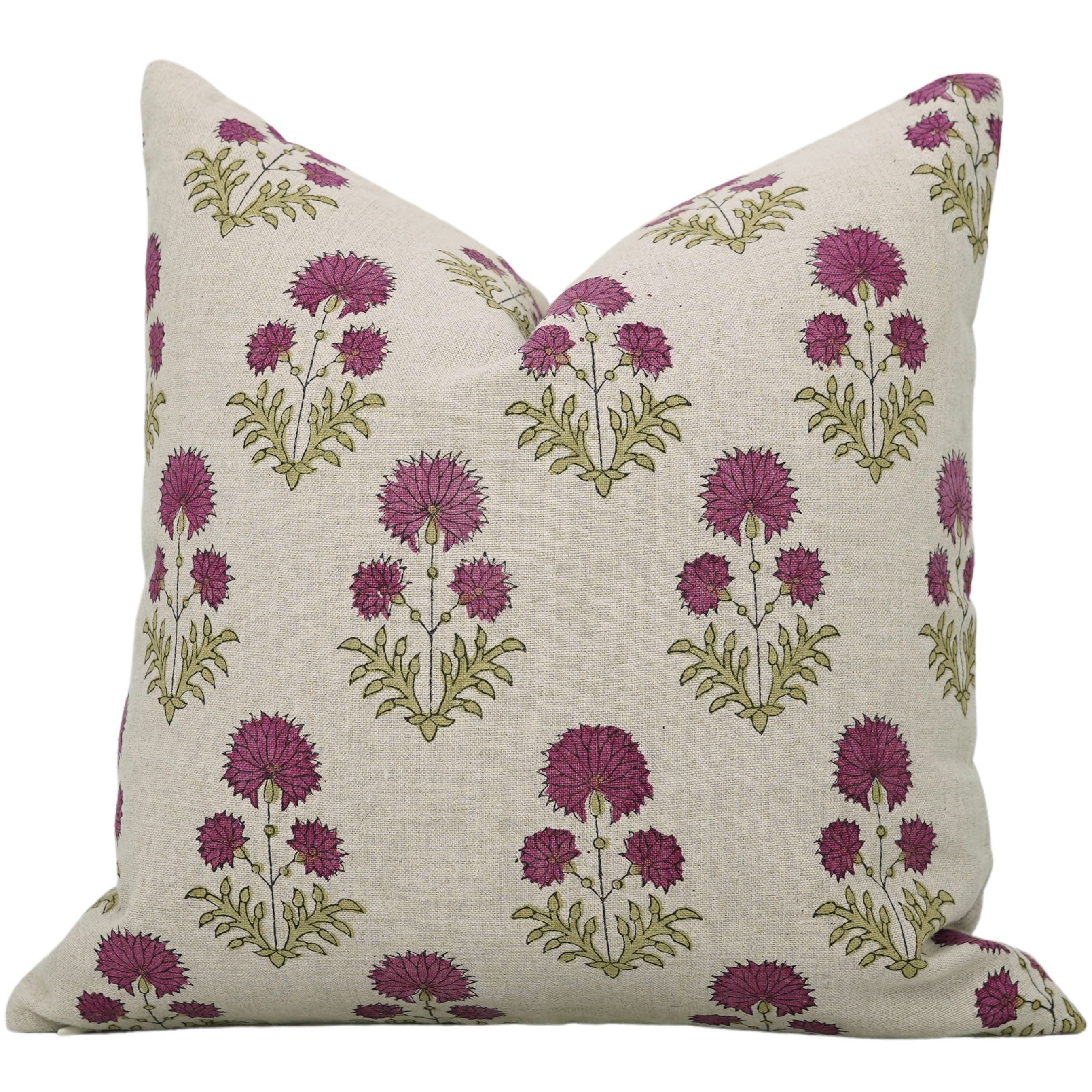 Block print Pillow cover for sofa, couch or bed- Pure Linen- RISHI - Fabdivine