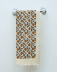 Handcrafted Small Hand Towels Floral Printed Cotton Fabric in Vibrant Orange Khoobsurat Design By Fabdivine