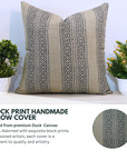 Block print Pillow cover for sofa, couch or bed- Thick Linen- KAJU KATLI - Fabdivine