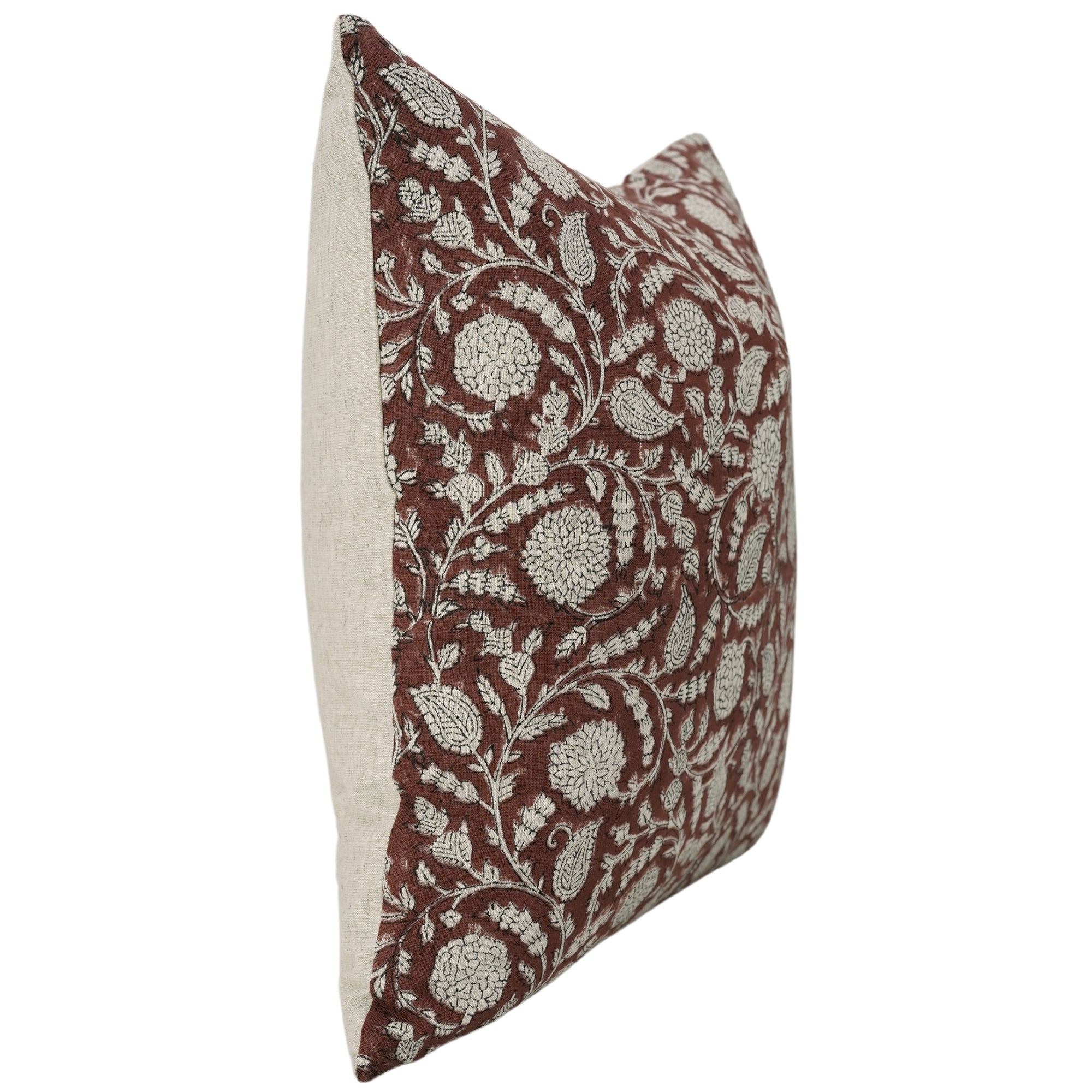 Square/Lumber block print pillow cover- Cotton Linen- GOPI - Fabdivine