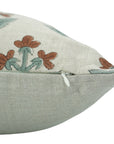 Handblock Floral Print Throw Pillow Case - 100% Pure Linen in Brown and Gray