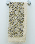 Block Printed Floral Cotton Hand Towels Elegance in White Waffle Weave - Gopi By Fabdivine