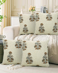 Set Of 4 Throw Pillow Cover “Designer Collection Of Hand Block Print Cotton Linen- Govardhan