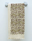 Handcrafted Cotton Floral Waffle Dish Towels For Kitchen & Bathroom - Vasant Brown By Fabdivine