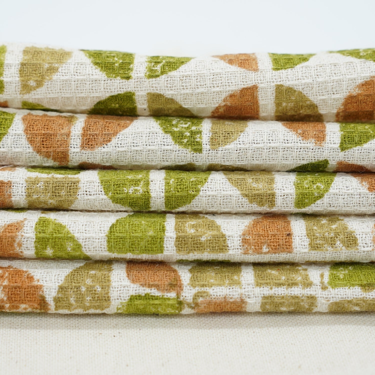 Handblock Printed Cotton Hand Towels Waffle Floral Elegance With Waffle Weave - Chokar By Fabdivine