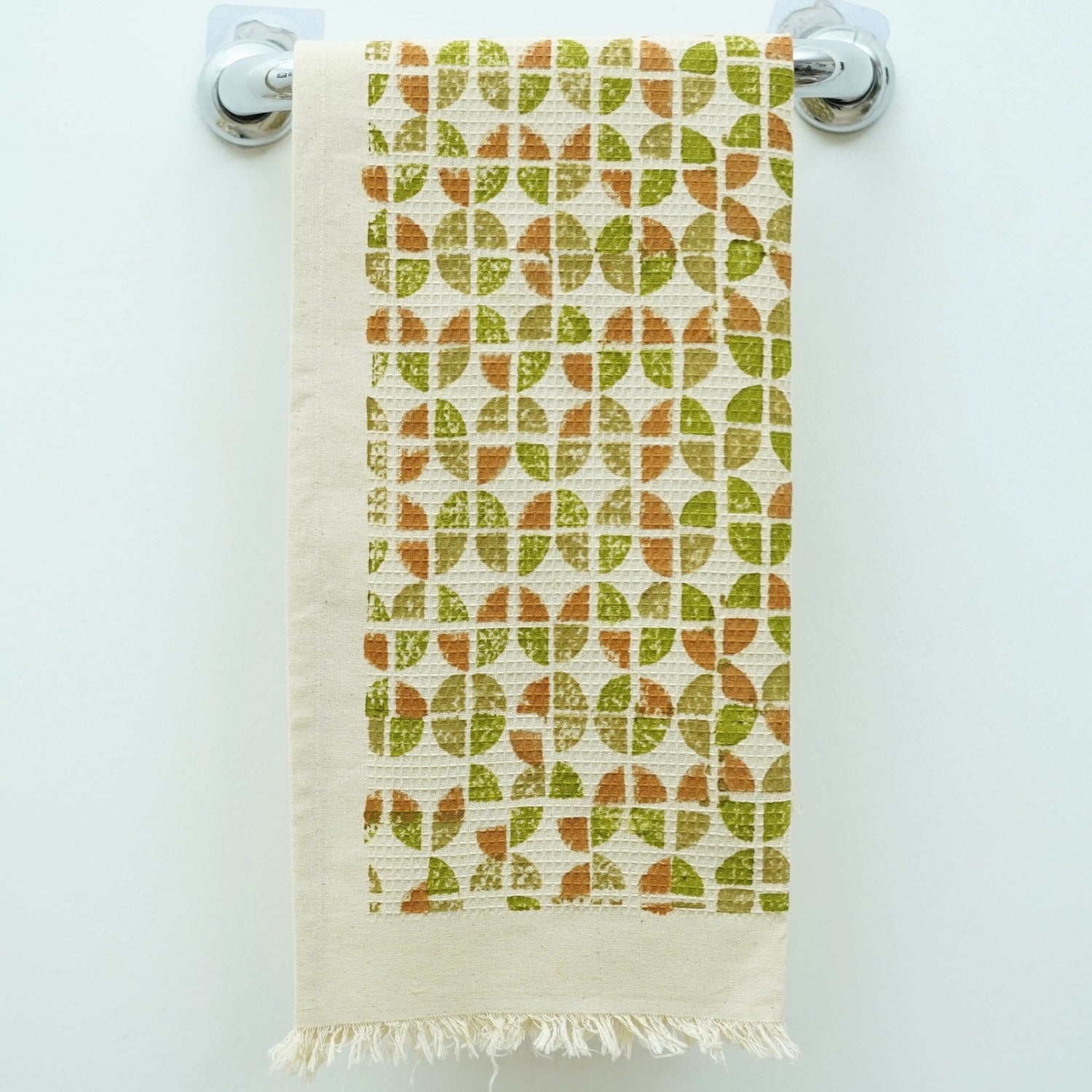 Handblock Printed Cotton Hand Towels Waffle Floral Elegance With Waffle Weave - Chokar By Fabdivine