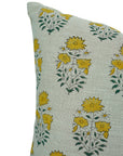 Premium Hand Block Floral Printed Thick Linen Cushion Cover - Mayra