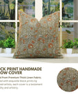 Block Print Pillow Cover For Sofa Couch Or Bed - Thick Linen - Kundanvan