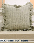 Block Print Thick Linen Frill Pillow Cover-Ratanbel