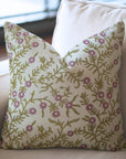 Cushion Wrap/Case Handblock Printed Linen Blend – Pink Shehjan Floral Design By Fabdivine.