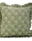 Block Print Thick Linen Frill Pillow Cover-Rohini