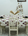 Handblock Printed Thick Cotton Tablecloth With Intricate Floral Pattern - Badshah By Fabdivine