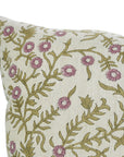 Cushion Wrap/Case Handblock Printed Linen Blend – Pink Shehjan Floral Design By Fabdivine.