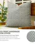 Block Print Pure Linen  Pillow Cover-Riva