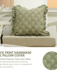 Block Print Thick Linen Frill Pillow Cover-Rohini