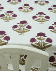 Handblock Printed Thick Cotton Tablecloth With Intricate Floral Pattern - Badshah By Fabdivine